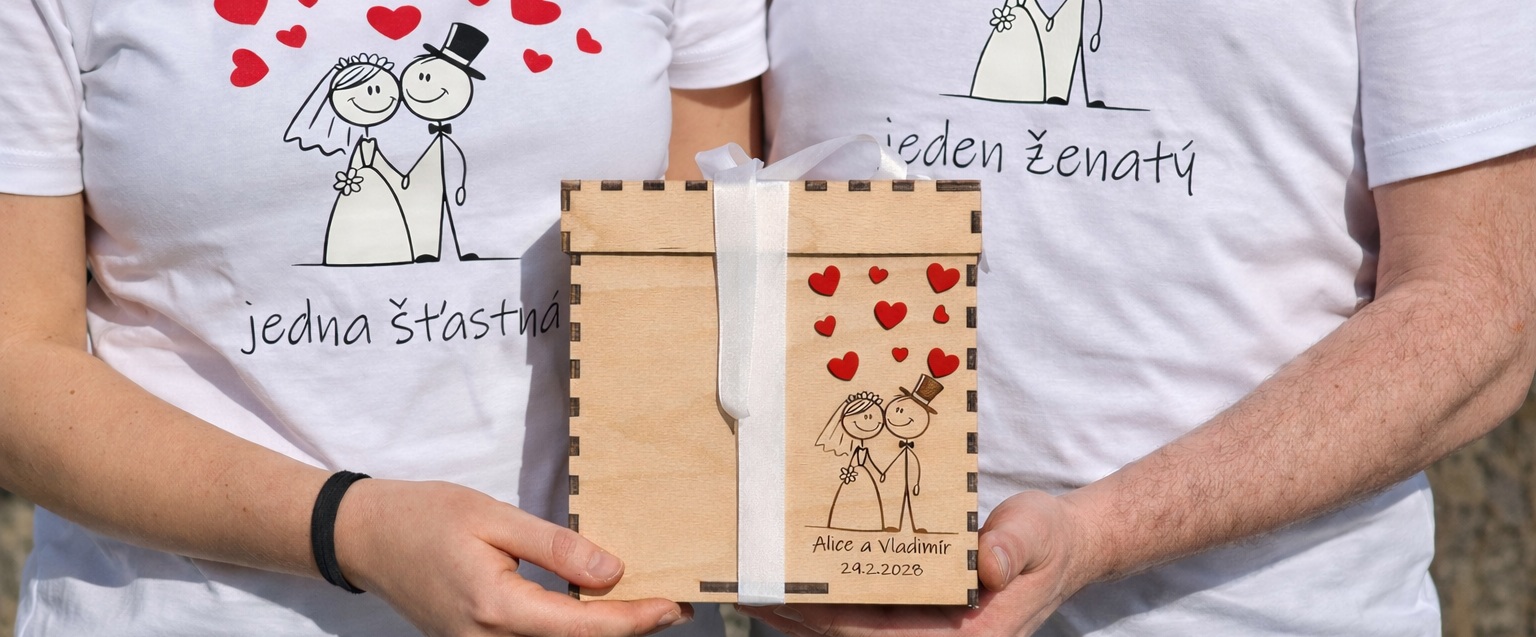 Svatební dárkový box pro novomanžele - párová trička